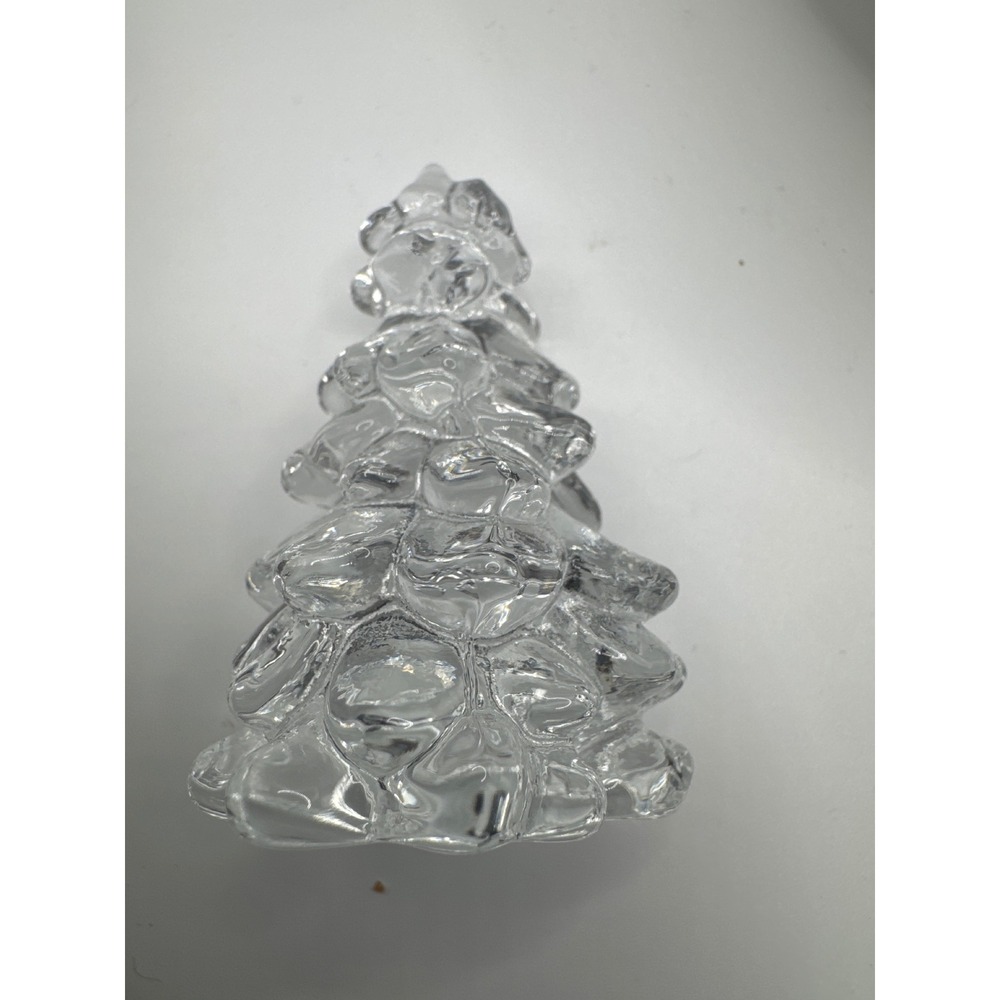Vintage Clear Textured Glass Christmas Tree Figurine 2.5" Small Holiday Decor
